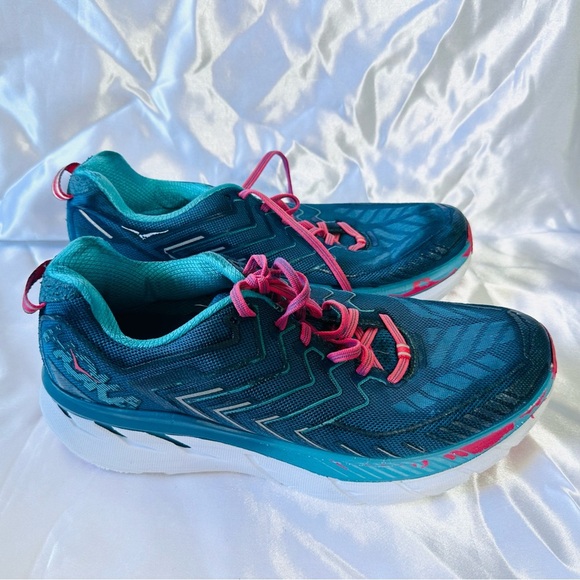 Hoka One One Clifton 4 Women's SZ 11 Running Shoes 1016724 Blue Coral Ceramic - Picture 3 of 10